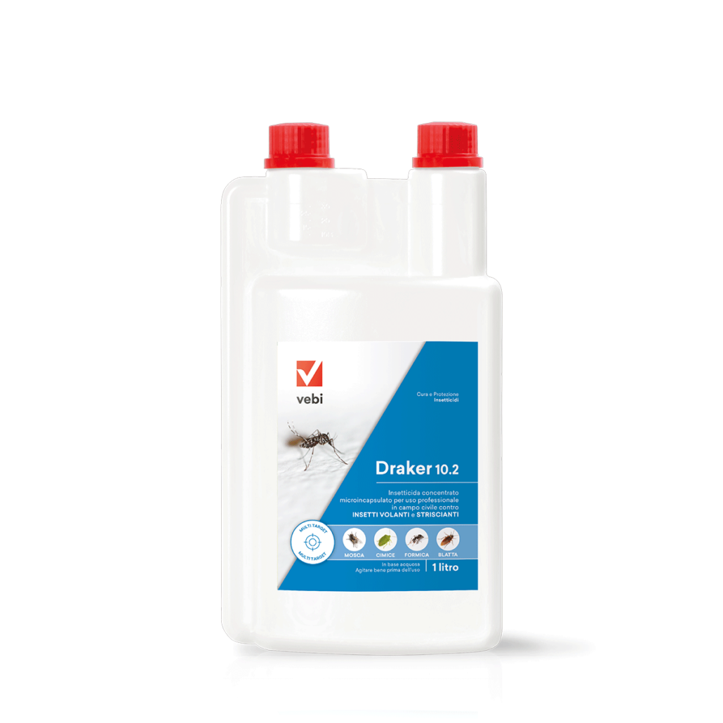 VEBI - Draker 10.2 Insetticida Microincapsulato | Abbattente e Residuale | Zanzare Mosche Blatte Formiche | PMC Reg. Min. 19380