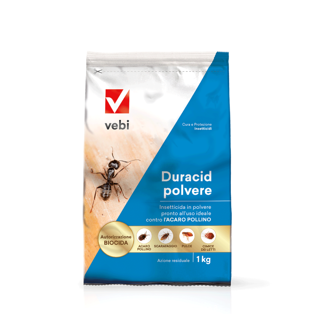VEBI - DURACID Insetticida Piretroide in Polvere | Pronto all'Uso | Formiche Scarafaggi Cimici Zecche | 100 g