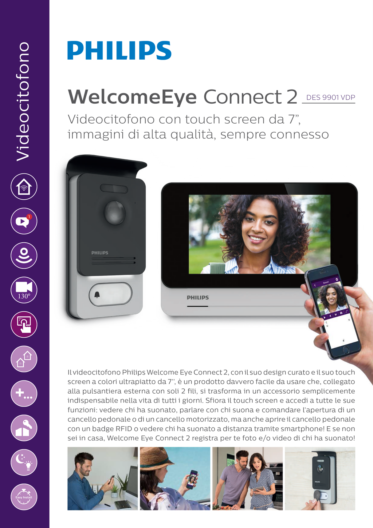 Philips Videocitofono Wi-Fi Monitor Touch Screen 7''- WelcomeEye Connect 2 531036
