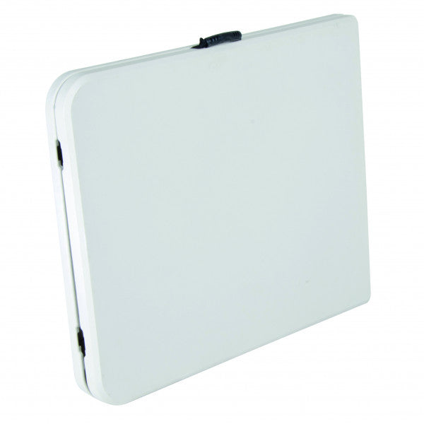 Tavolo richiudibile a valigia in resina bianco con struttura in ferro 180x70x74