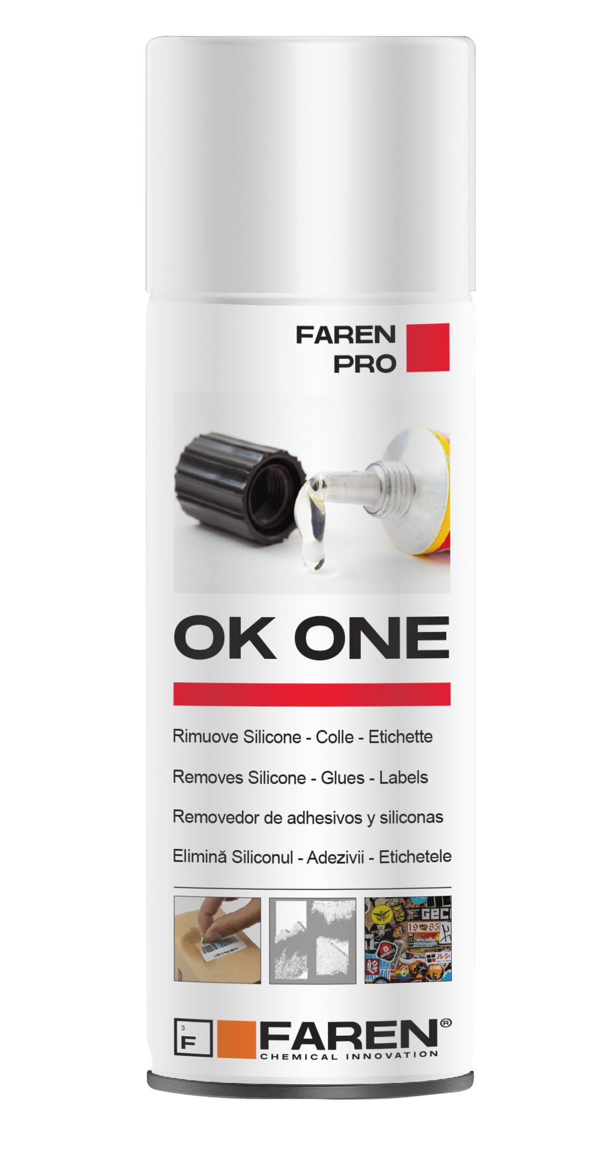 FAREN Rimuovi silicone – colle – mastici – resina - catrame – stacca le etichette Spray OK ONE
