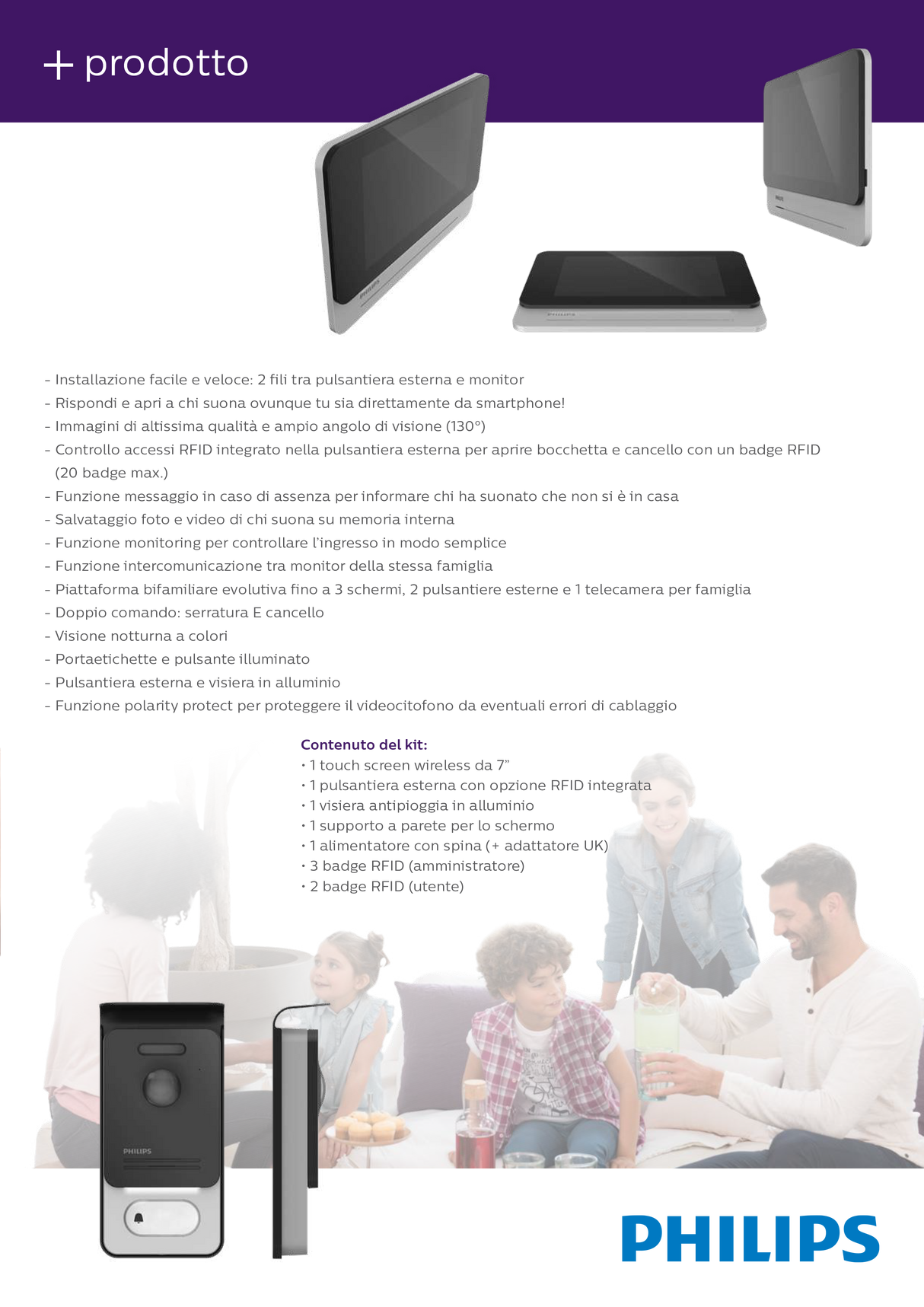 Philips Videocitofono Wi-Fi Monitor Touch Screen 7''- WelcomeEye Connect 2 531036