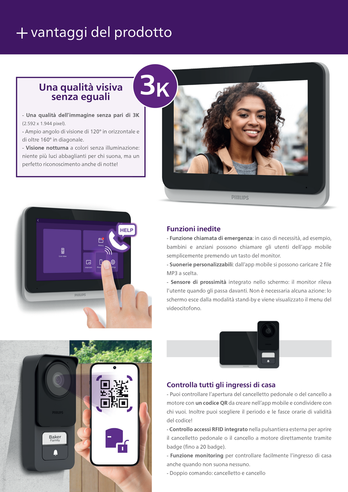 Philips Videocitofono Wi-Fi Monitor Touch Screen 7'' WelcomeEye Connect 3
