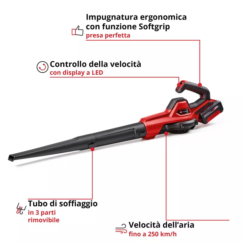 Soffiatore per foglie a batteria (1x4,0Ah) GE-UB 18/250 Li E - Einhell