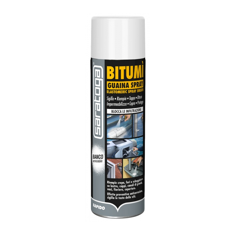 BITUMÌ SARATOGA Guaina Spray Impermeabilizzante 500ml – Protezione Rapida per Tetti, Terrazzi e Muri