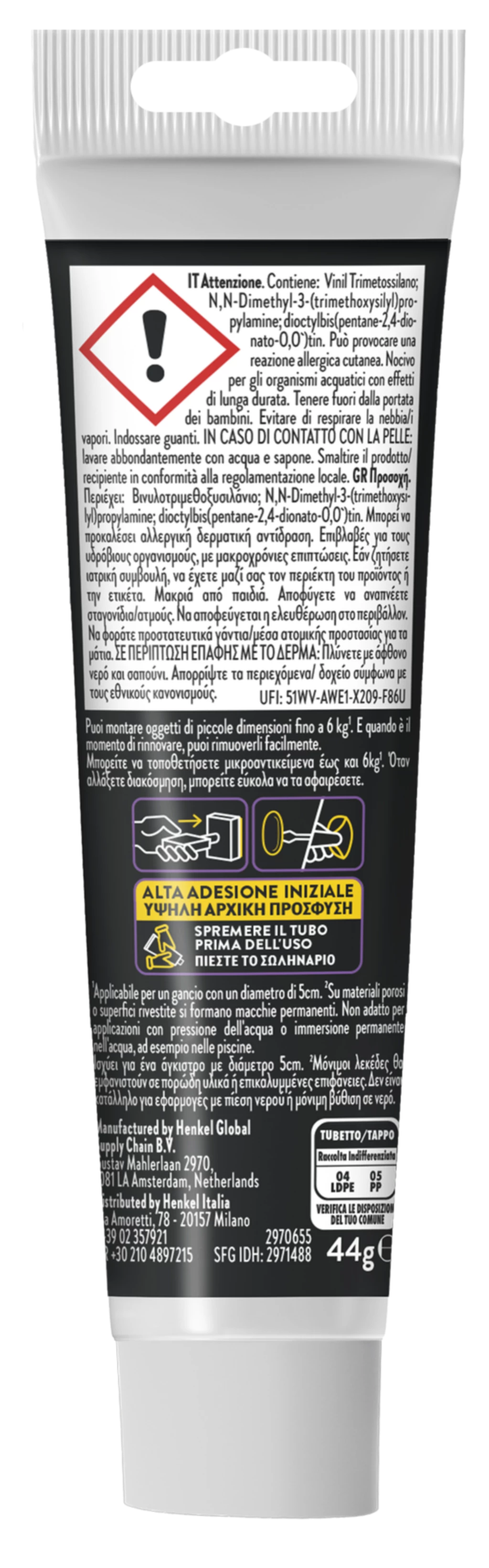 PATTEX - Millechiodi Attacca & Stacca | 44g | Trasparente | Rimovibile | 6kg | Impermeabile
