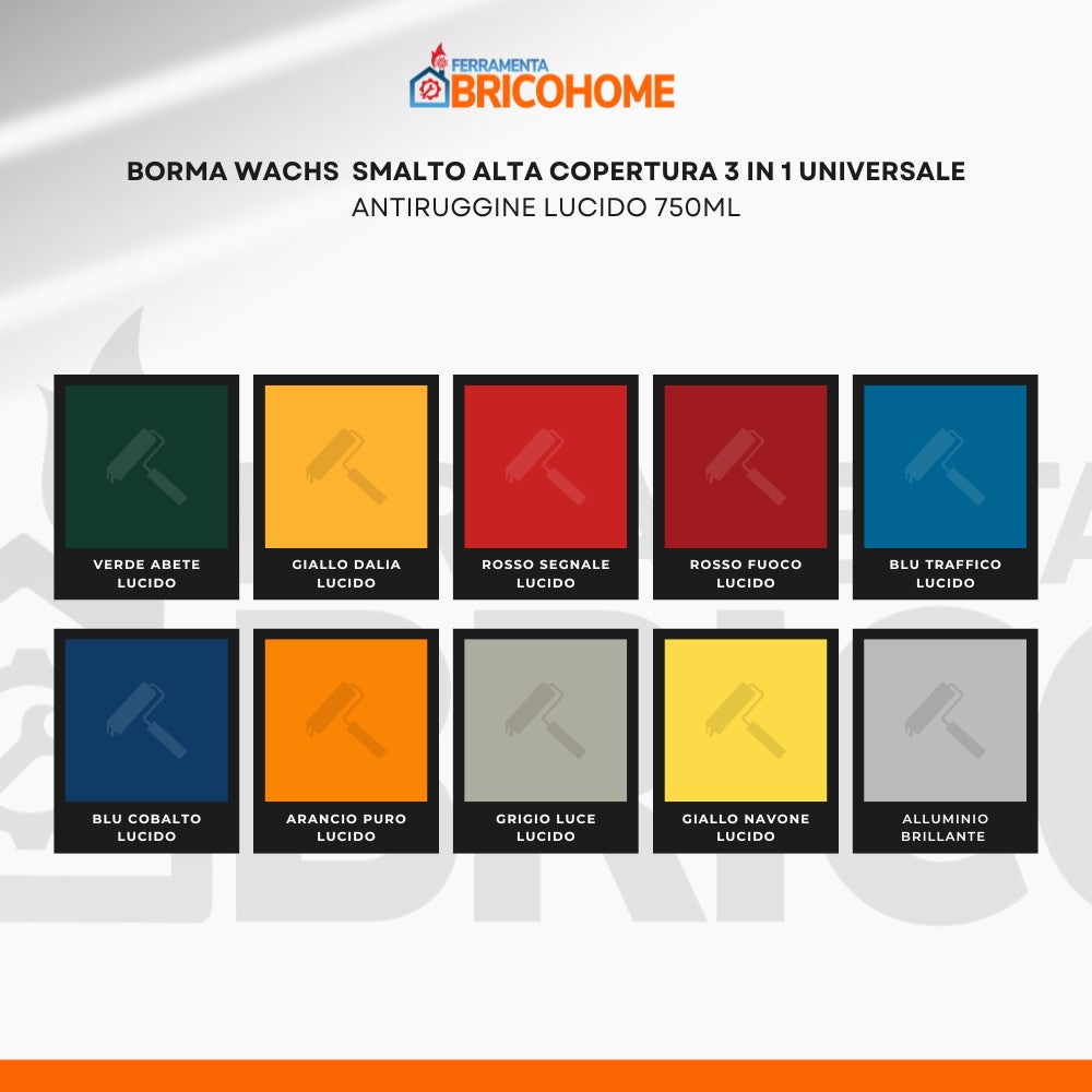 Smalto alta copertura 3 in 1 UNIVERSALE - ANTIRUGGINE LUCIDO 750ml