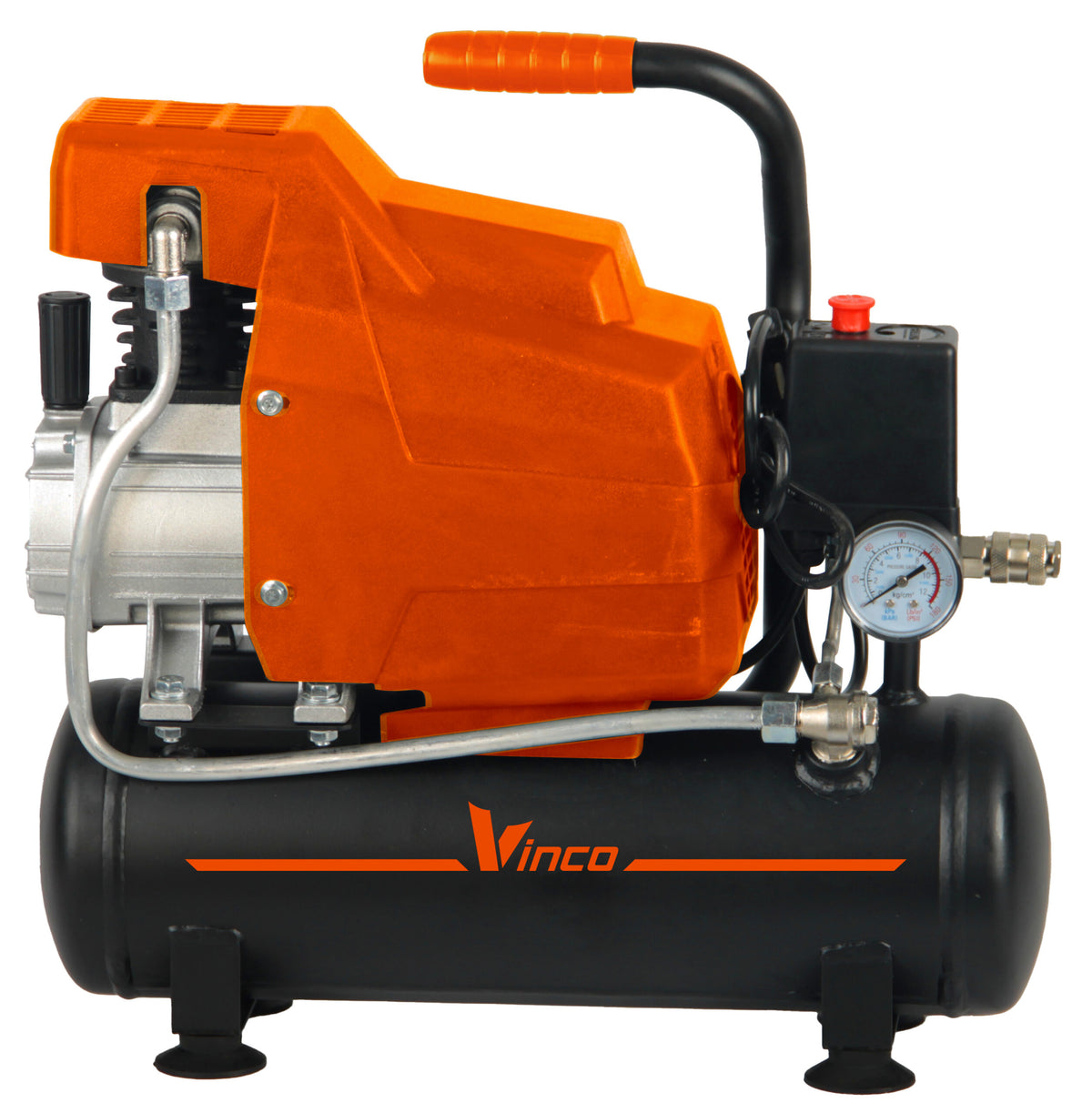 VINCO 60612 compressore aria 8 litri nero e arancione