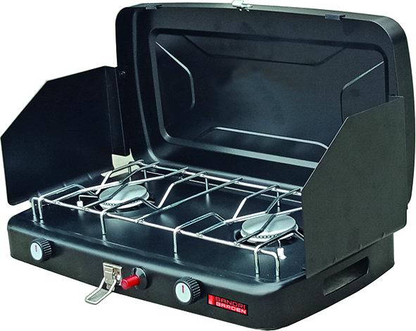 SandriGarden Fornello a gas portatile 2 fuochi 2 x 1,2kW