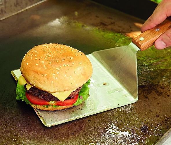 SandriGarden Spatola per barbecue in acciao Inox manico legno cm 29x14 ideale per hamburger