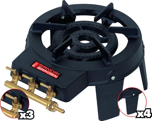 Fornellone 3 rubinetti tutto in ghisa 4 piedi 8kw - SANDRIGARDEN