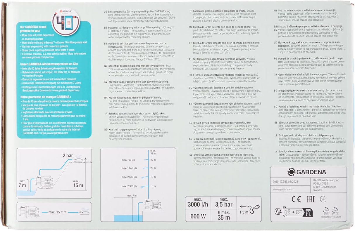 GARDENA Pompa elettrica da giardino 3000/4 Basic