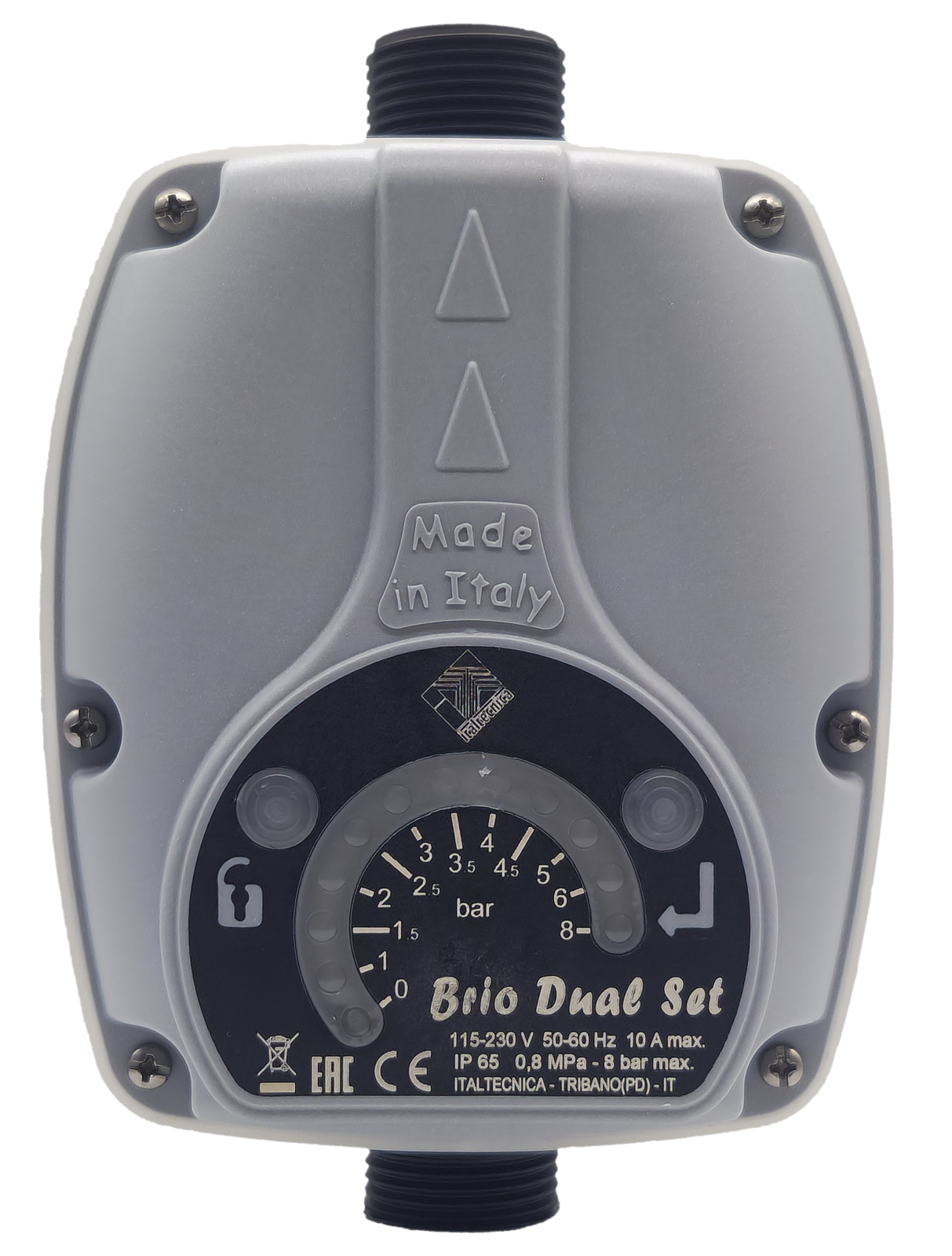 ITALTECNICA - Pressostato Digitale Brio Dual Set | Doppia Regolazione 1-6 Bar | IP65 | 10A | 115-230V | Made in Italy