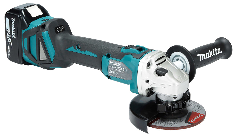 MAKITA - Smerigliatrice Angolare LXT DGA513RTJ | 18V Brushless | 125mm | Kit 2x BL1850B + DC18RC + Valigetta