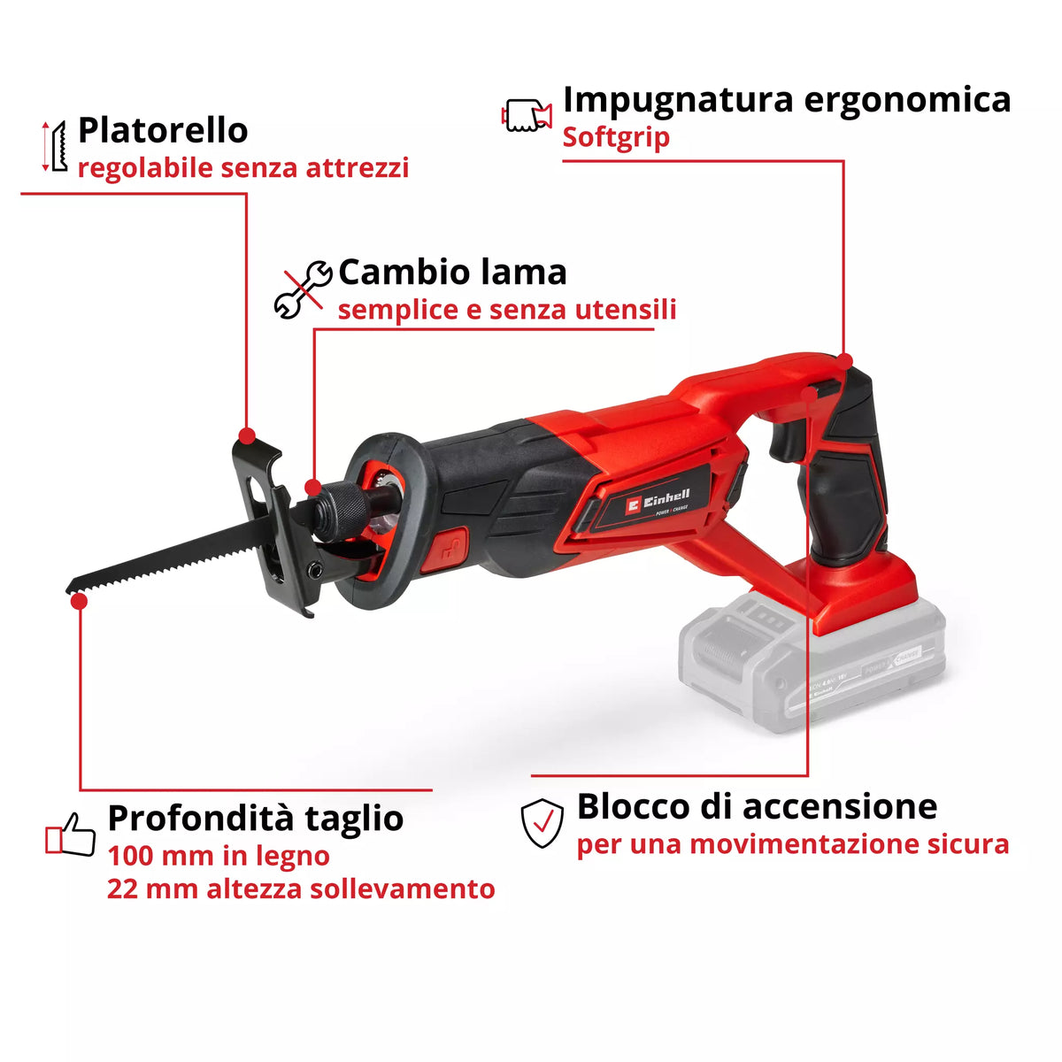 EINHELL TE-AP 18/22 Li-Solo taglio del legno con sega a batteria