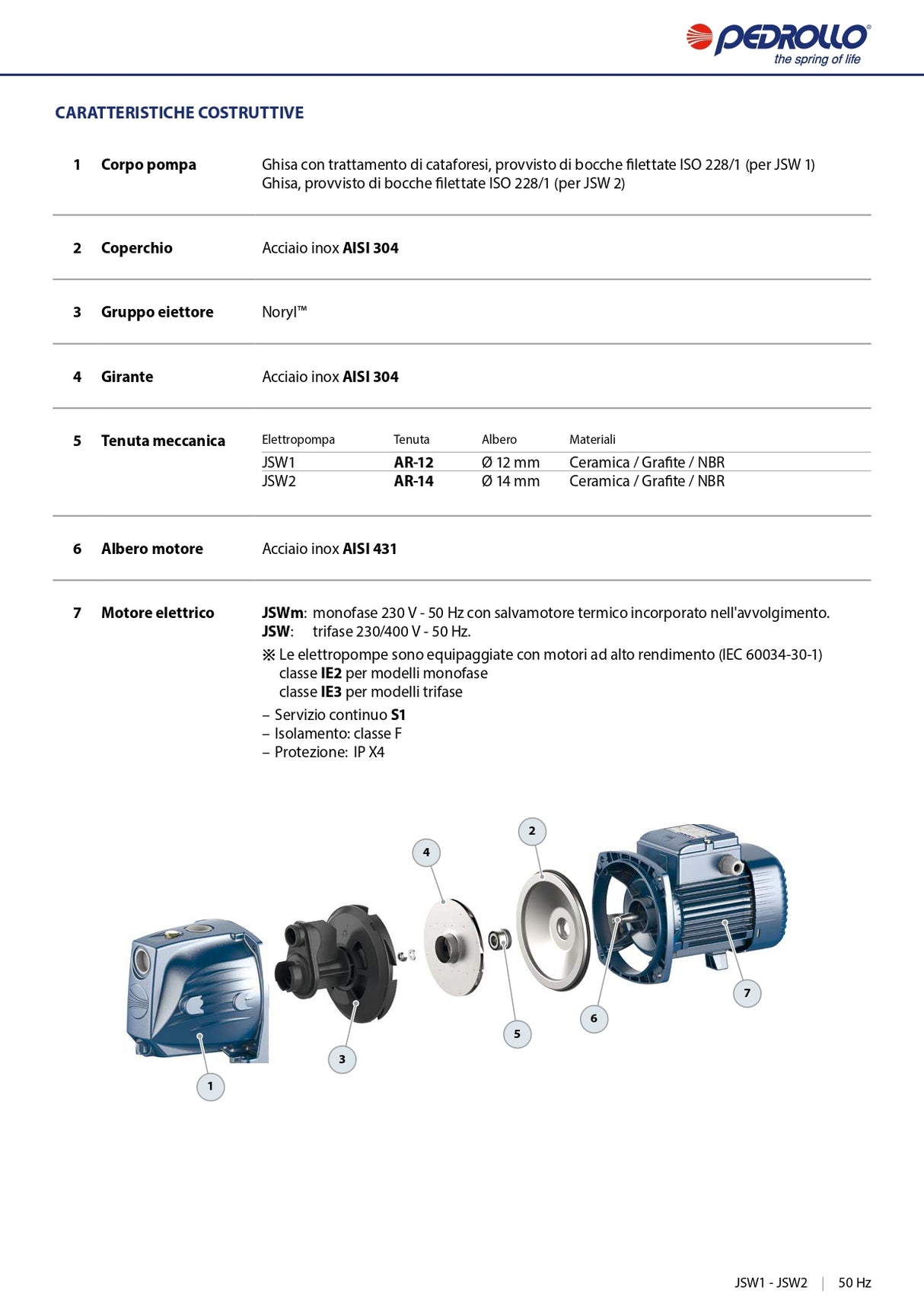 PEDROLLO JSWm 2A selbstansaugende Elektropumpe mit Laufrad aus Edelstahl AISI 304