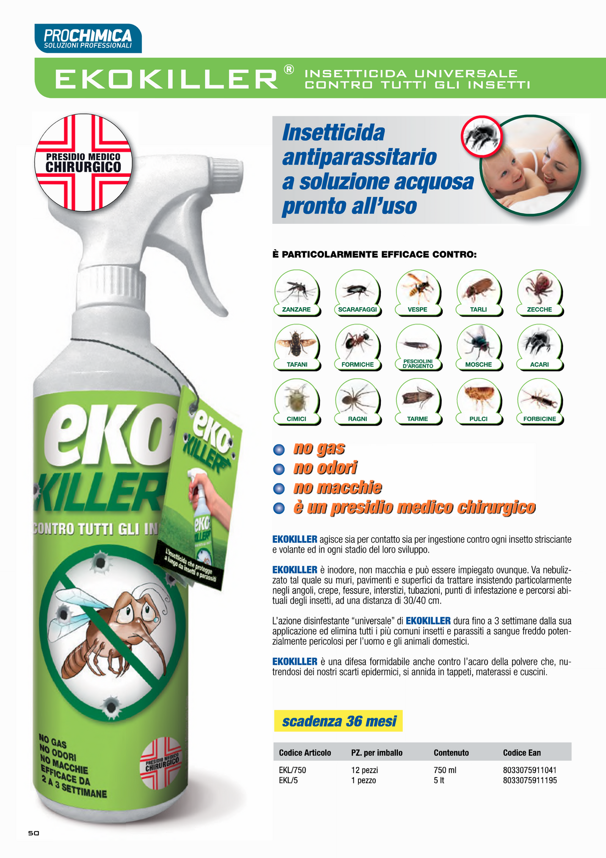 Prochimica EKOKILLER Insetticida universale contro tutti gli insetti 5LT