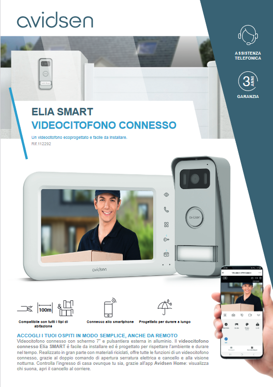 Avidsen Home Videocitofono connesso Elia Smart