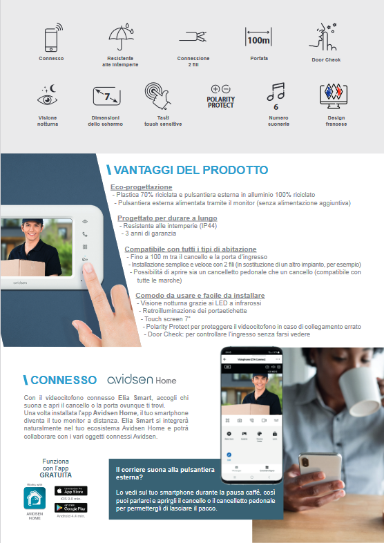 Avidsen Home Videocitofono connesso Elia Smart