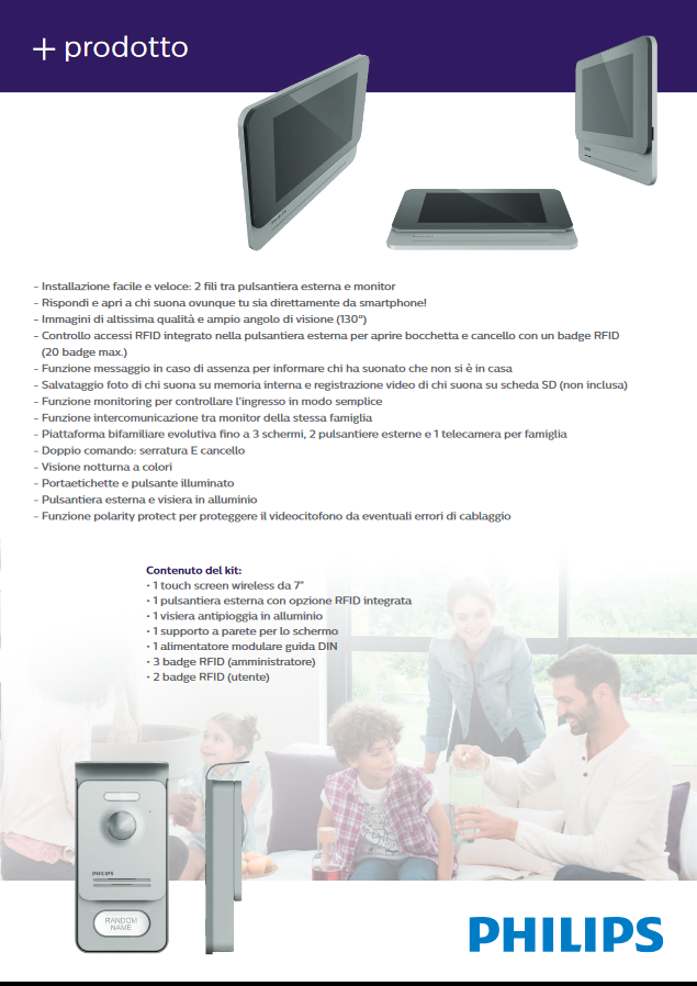 Videocitofono Wi-Fi Monitor Touch Screen 7''- WelcomeEye Connect Pro - Philips