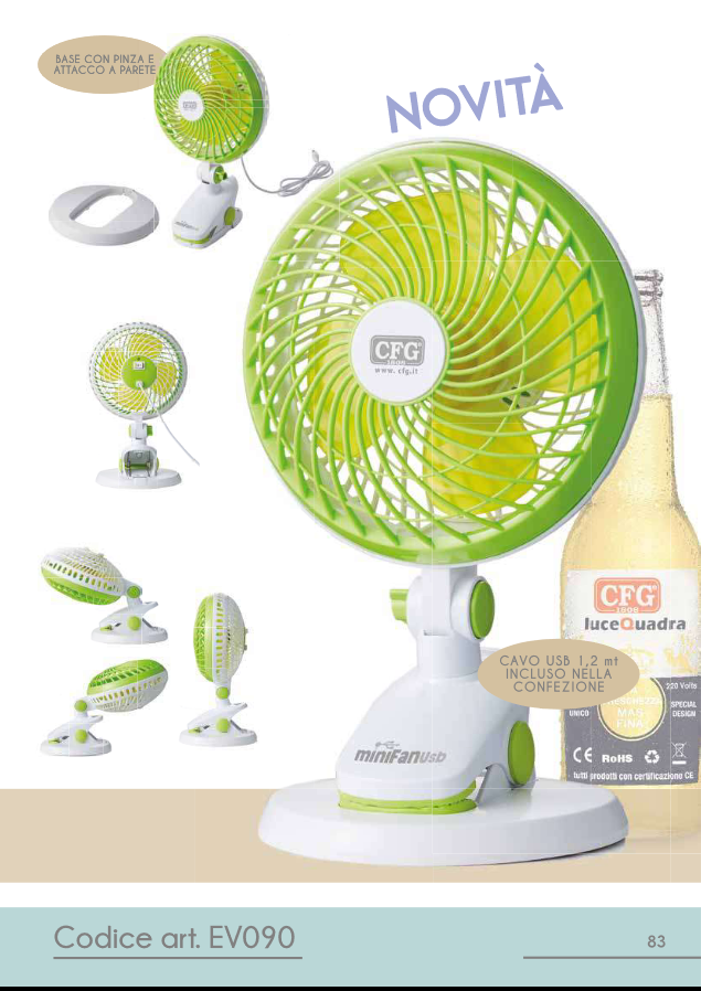 Ventilatore portatile con clip e base - Mini Fan usb