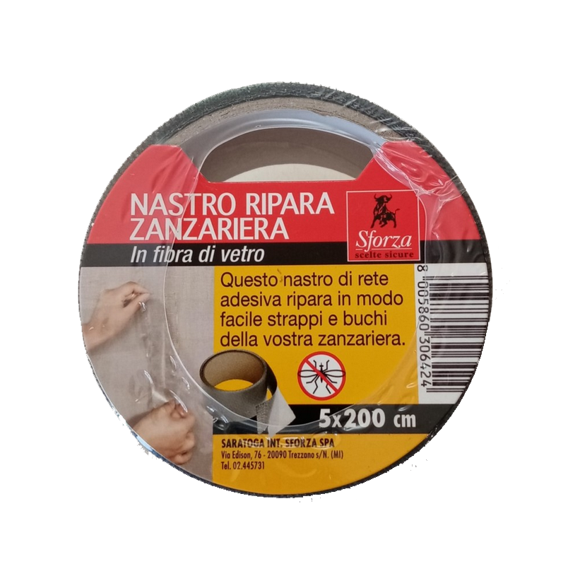 Nastro grigio ripara zanzariera da 5x200cm in fibra di vetro ritagliabile
