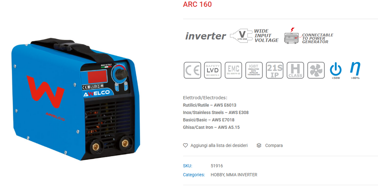 Inverter-Schweißgerät 140A AWELCO ARC 160
