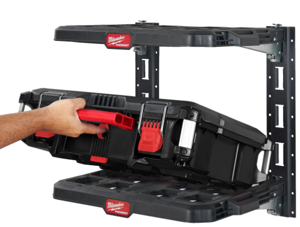 MILWAUKEE PACKOUT Scaffalatura Mobile - installazione telaio a parete con avvitatore M18