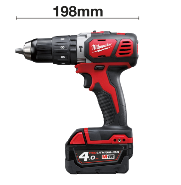 MILWAUKEE M18 BPD lunghezza 198mm con batteria illustrativa diversa dal kit