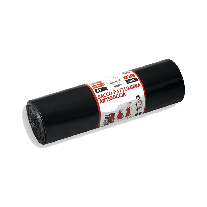 Sacchetti pattumiera antigoccia Extra Strong 90×120cm 140LT 80 micron 6PZ