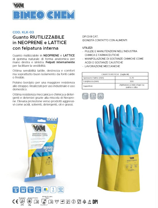 Guanti antiacido in lattice/neoprene a doppia immersione antiscivolo