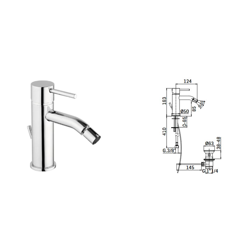 Mamoli Miscelatore per Bidet finitura cromata Pico