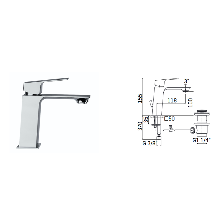 Mamoli Miscelatore per lavabo finitura cromata con scarico piletta click clack Blade