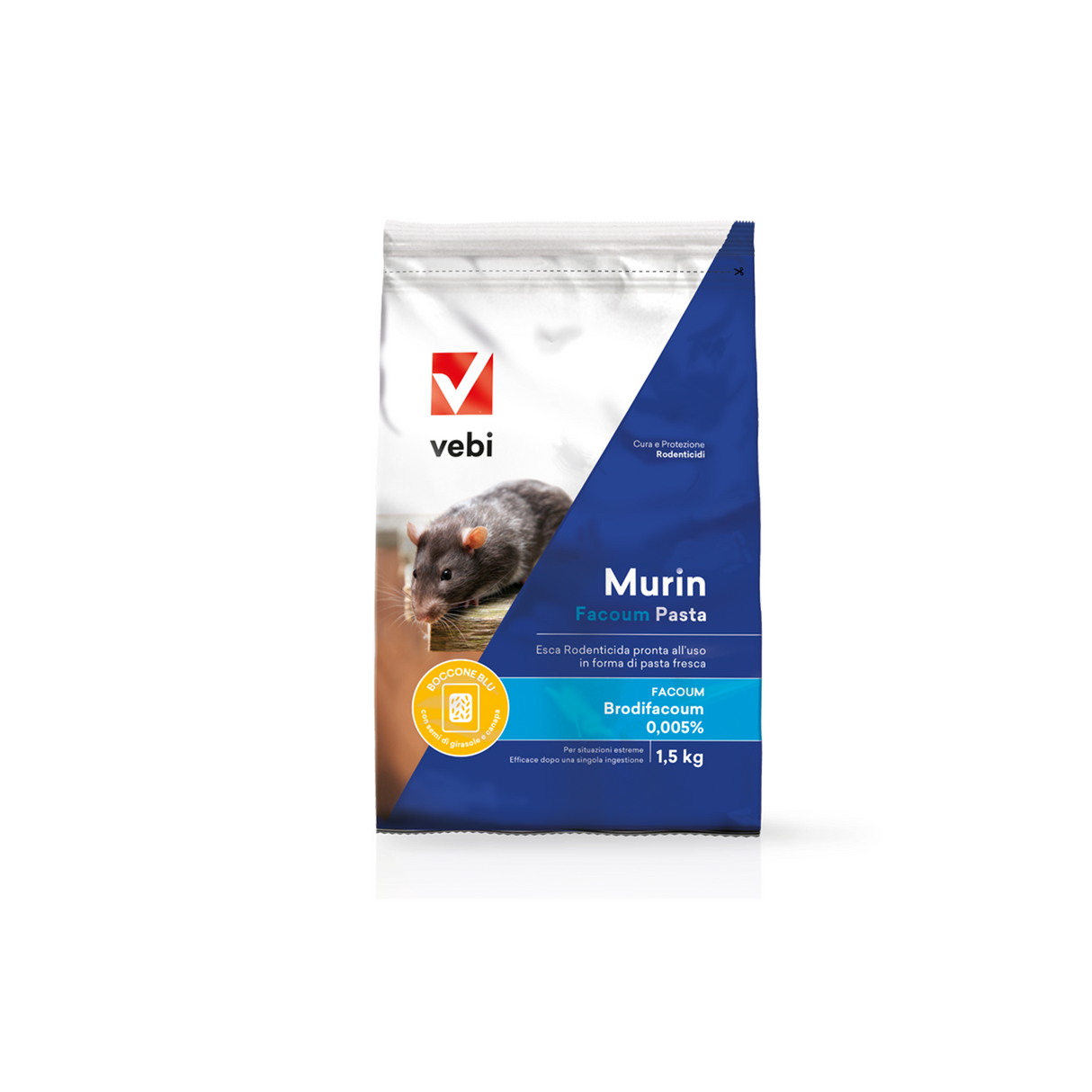 VEBI - Murin Facoum Pasta | Esca Rodenticida Bocconi Pasta Fresca | Box 3 x 500g | Brodifacoum 0,005% | PT14