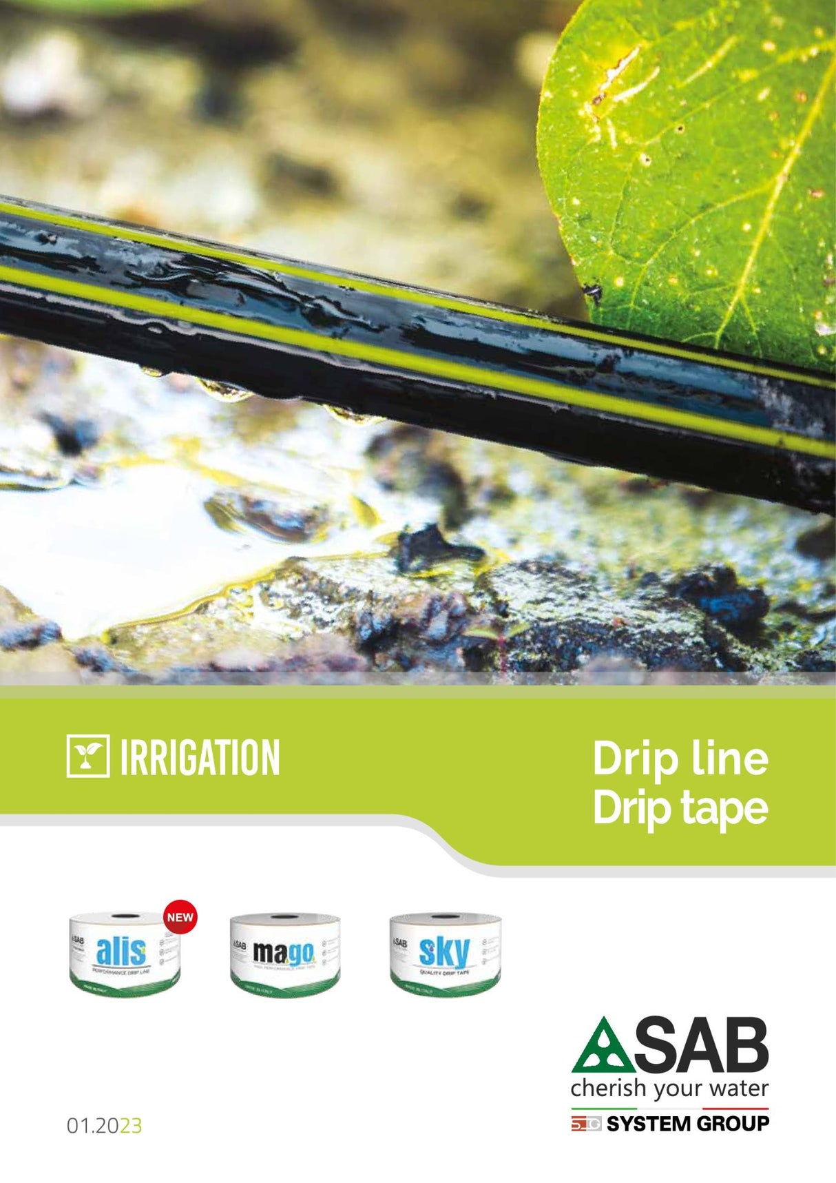 Tubo manichetta per irrigazione con gocciolatore piatto rotolo da 200 metri - ALIS