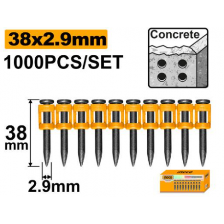 INGCO - 1000er Set durchgehender Nägel ANA02271 | 27x2,9mm | Stahl 60# | Für CCNLI9005 | Best for Cordless