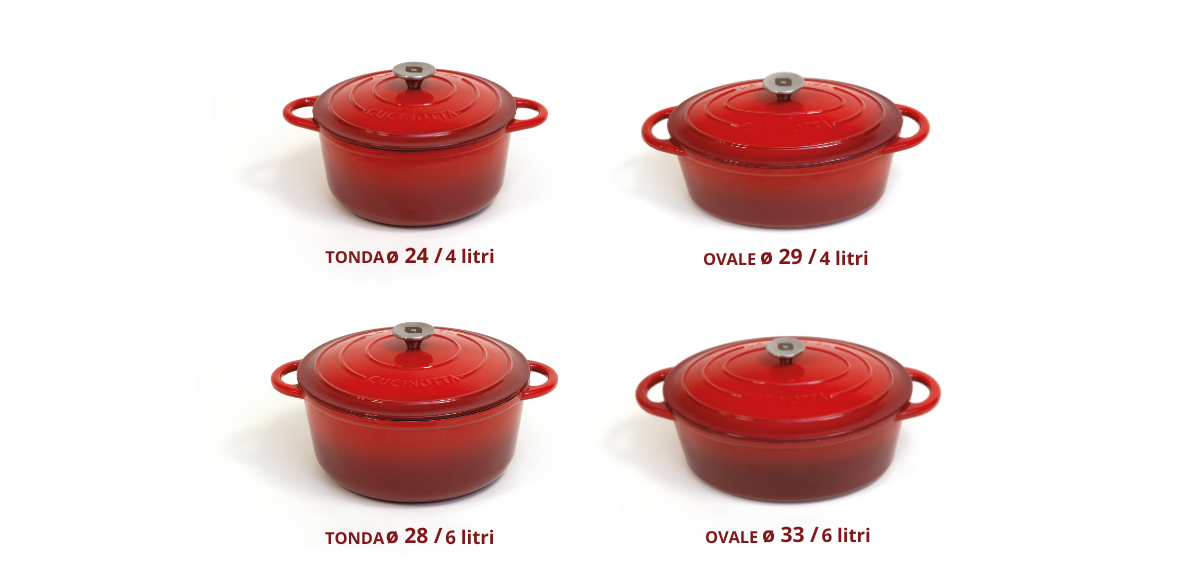 Casseruola Cocotte in ghisa ovale con coperchio 33cm 6 litri - Cucinotta La Nordica