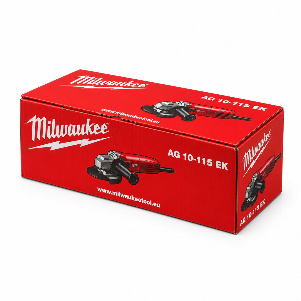 Confezione Milwaukee AG 10-115 EK su fondo bianco