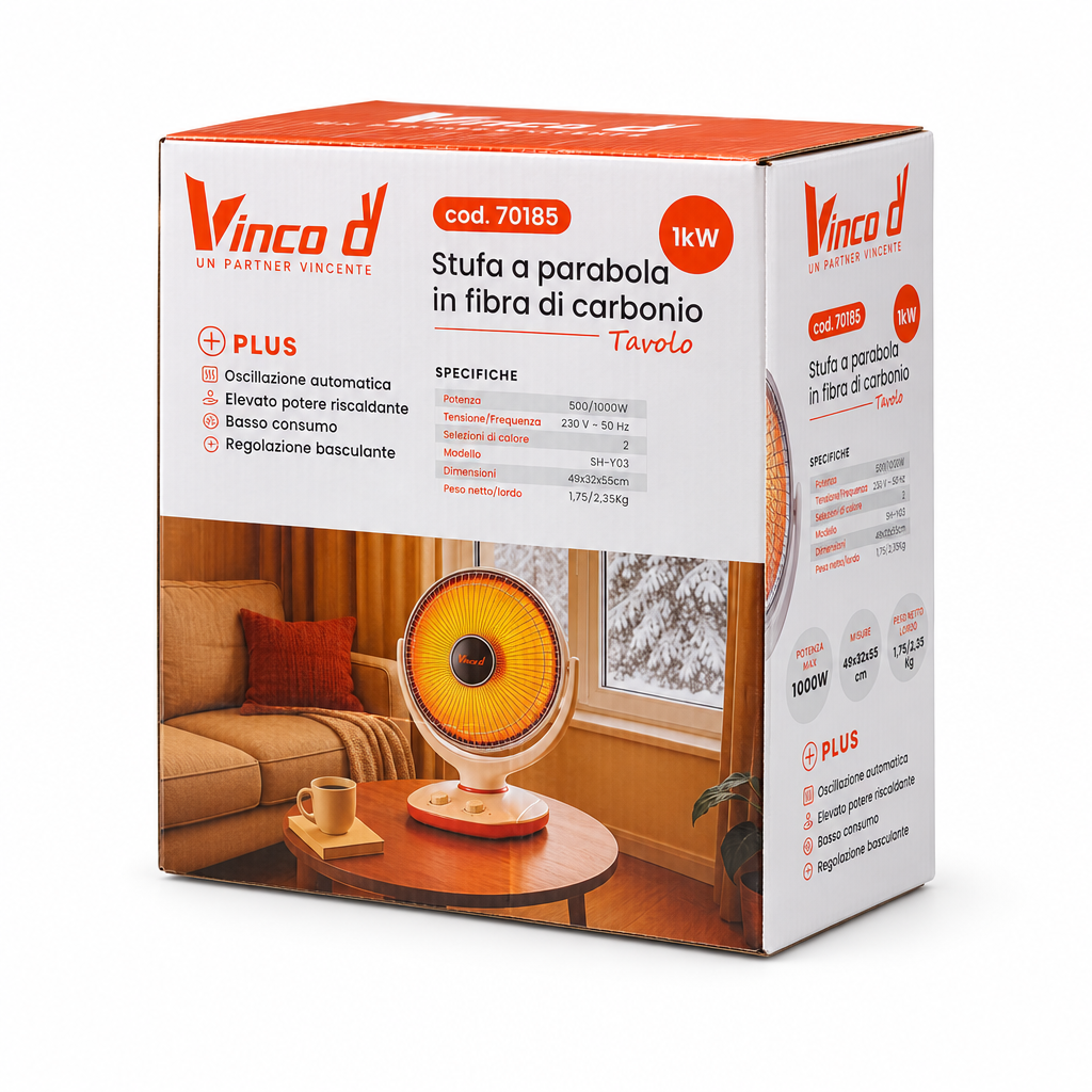 Confezione stufa da tavolo Vinco 70185