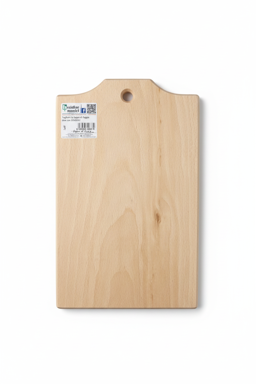 Desidiae Manici tagliere arco faggio retro barcode sfondo bianco verticale