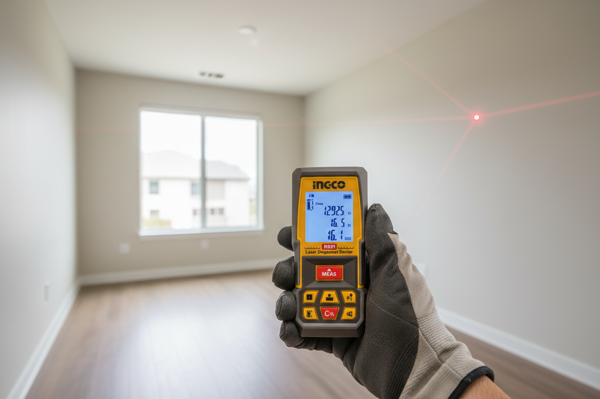 Distanziometro laser INGCO R601 in uso professionale