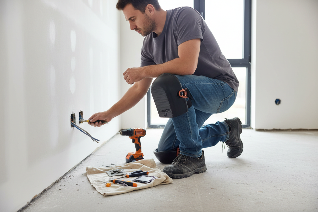 Elettricista con ginocchiere Raimondi antiscivolo