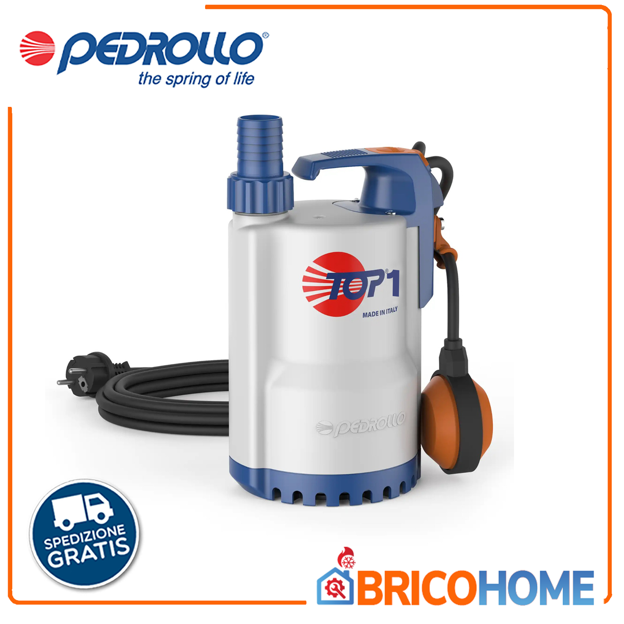 PEDROLLO Elettropompa sommergibile per drenaggio acque chiare 0,33HP TOP1