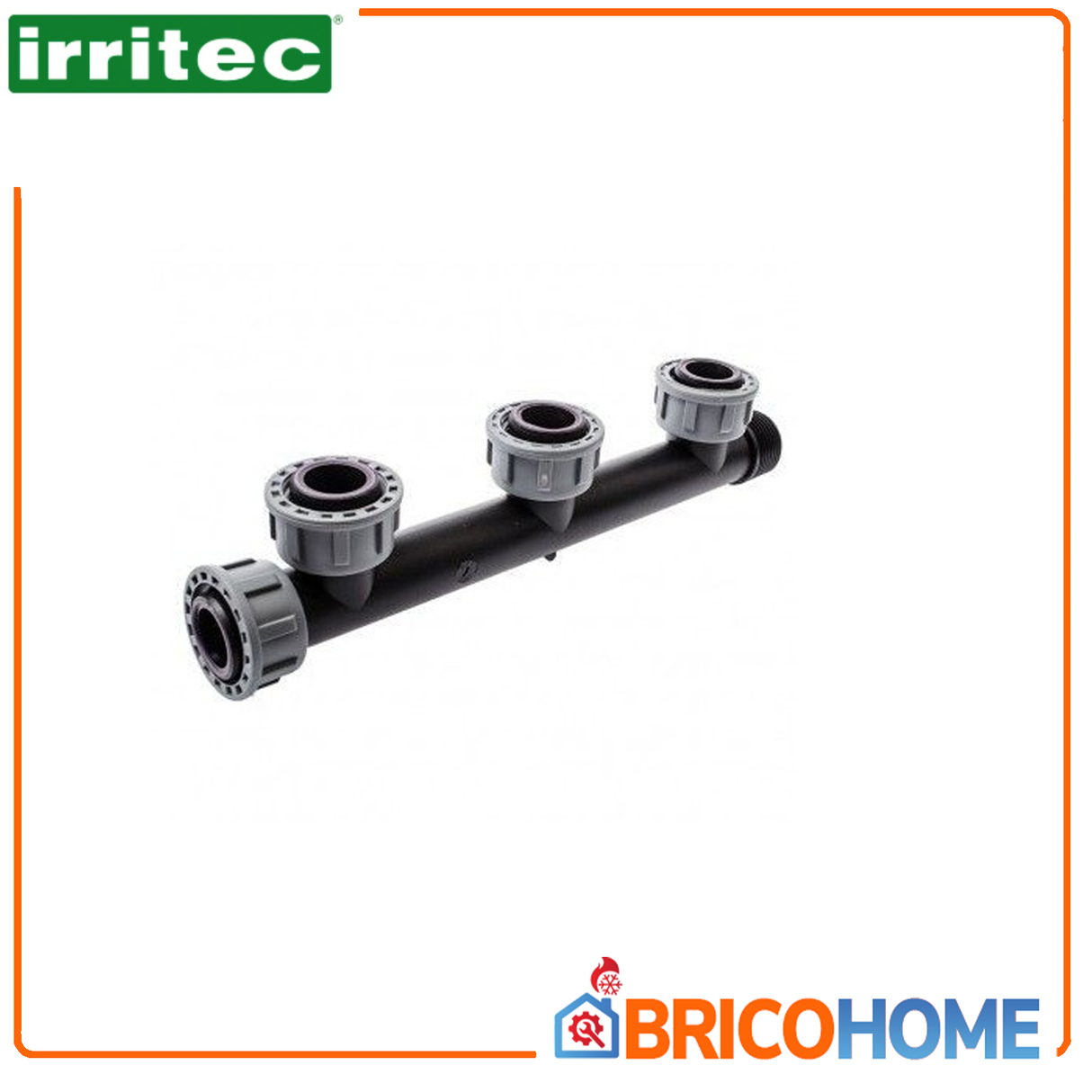 Collettore lineare per irrigazione preassemblato a 3 uscite misura 1" con ghiera