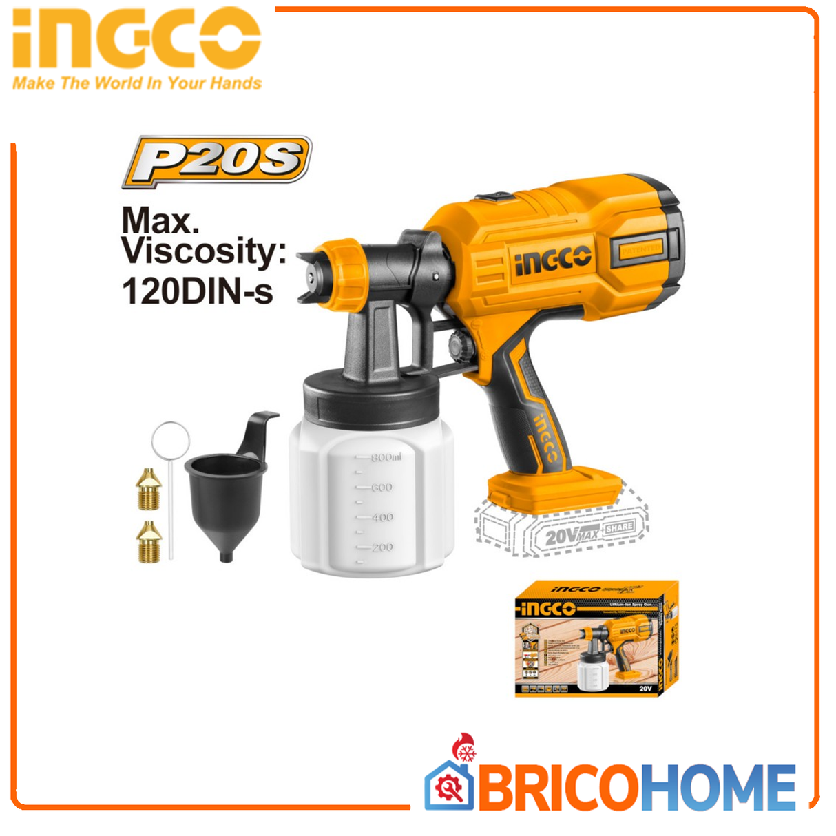 INGCO Aerografo a batteria 20V nudo ( solo corpo macchina )