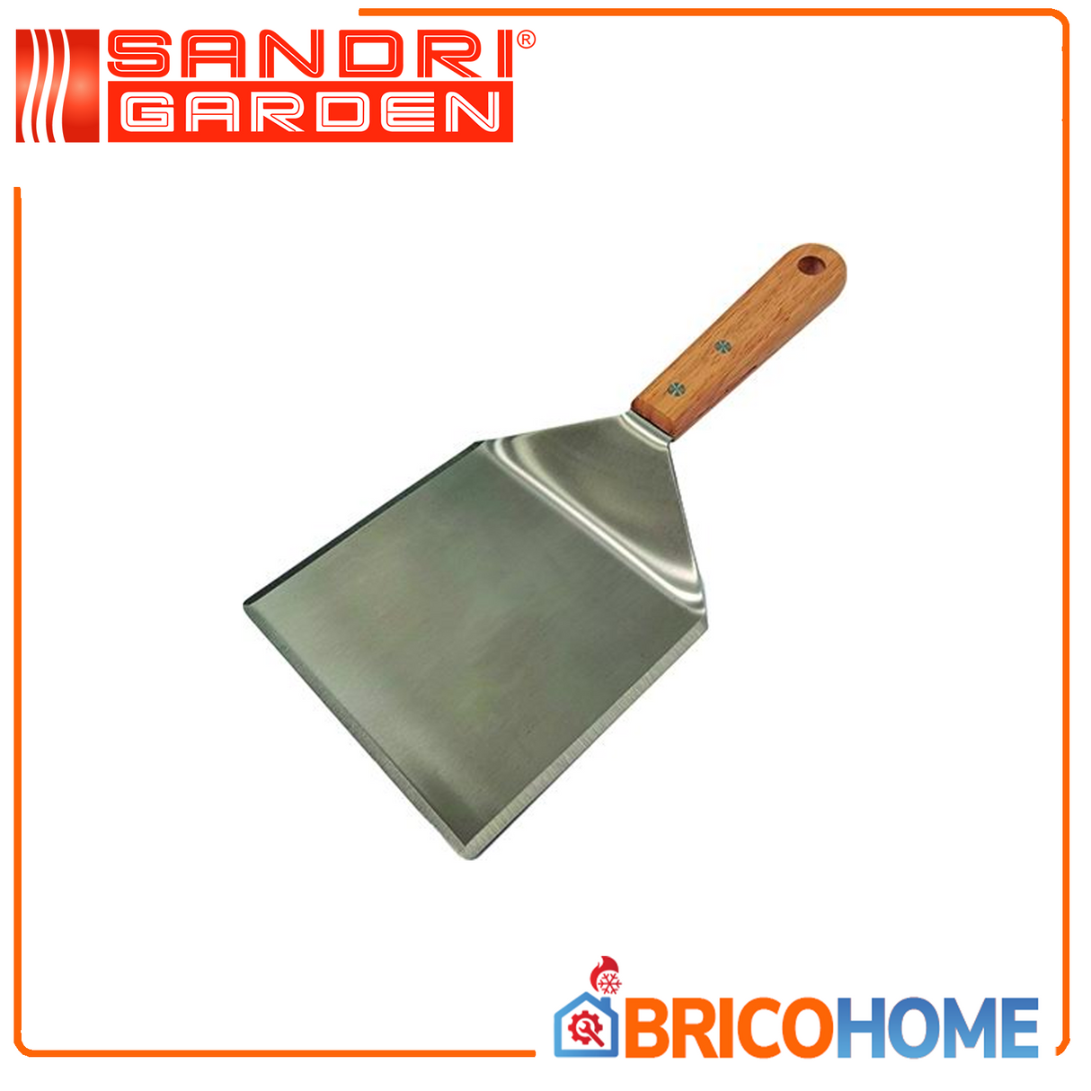 SandriGarden Spatola per barbecue in acciao Inox manico legno cm 29x14 ideale per hamburger