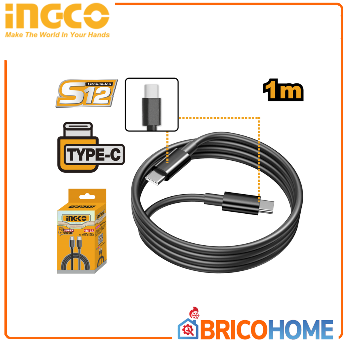Cavetto di ricarica 1 mt USB TIPO C-C