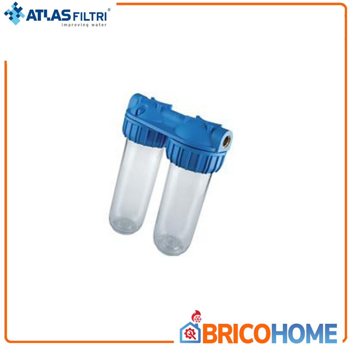 Contenitore portafiltri 10'' doppio per acqua DUPLEX PLUS 3P SX - ATLAS