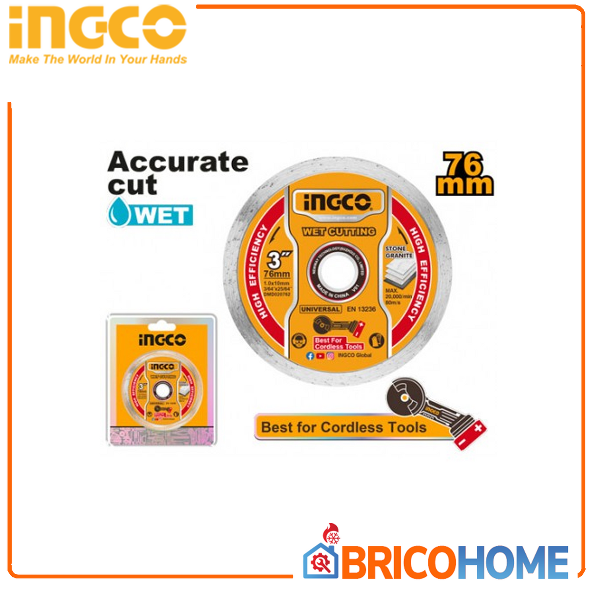 INGCO disco diamantato 76mm per mini smerigliatrice