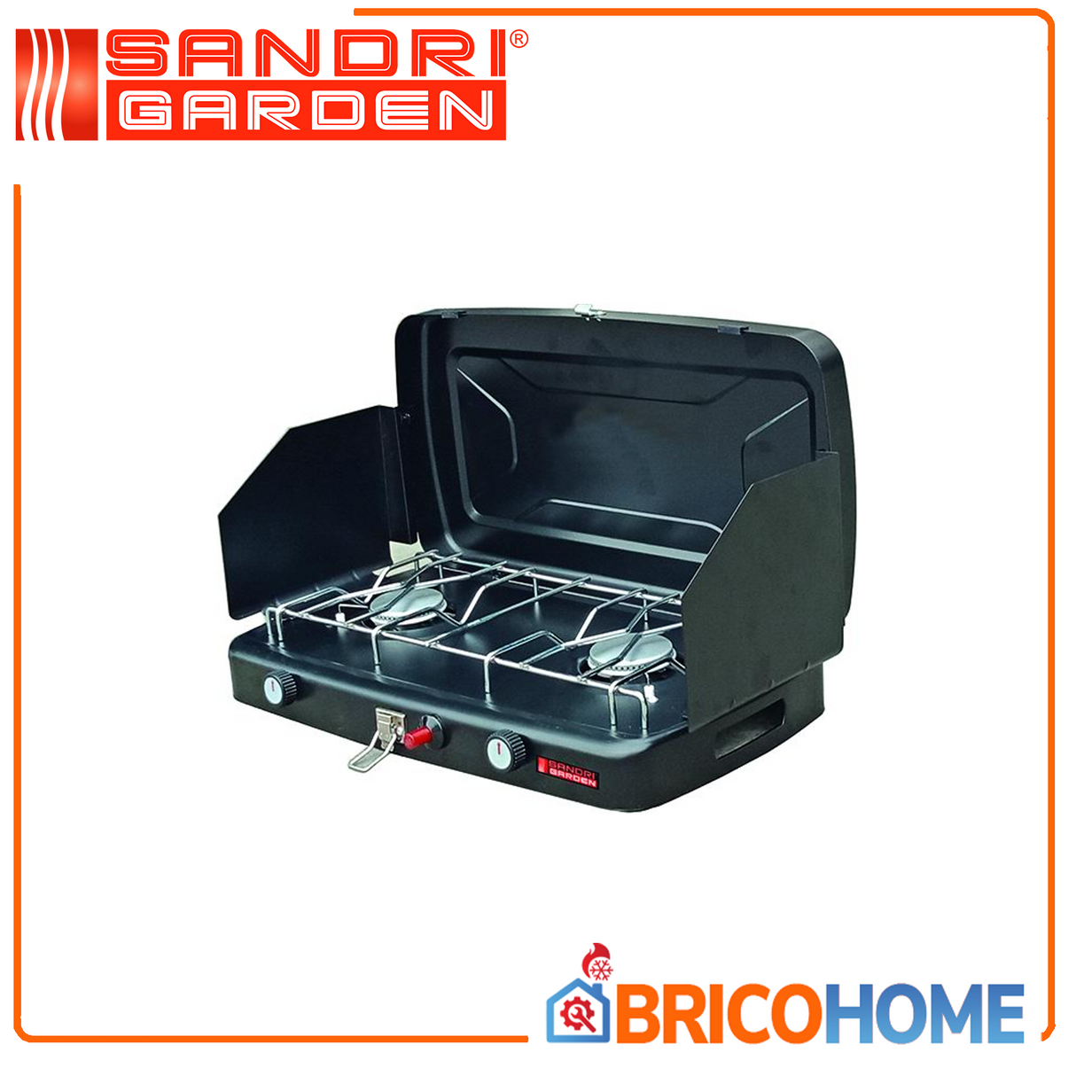 SandriGarden Fornello a gas portatile 2 fuochi 2 x 1,2kW